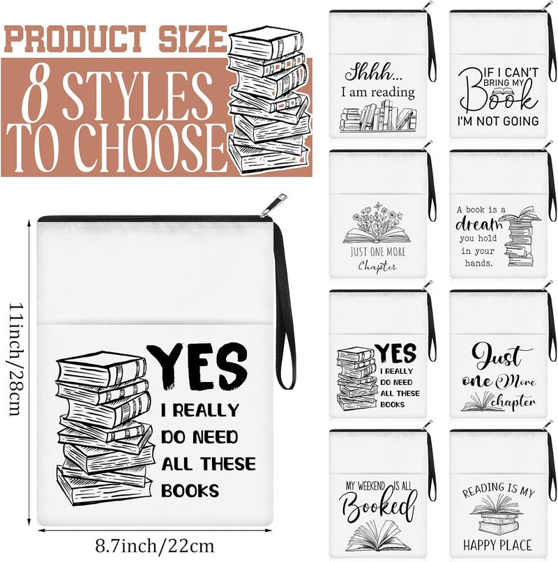 Cosblank 8 Pcs Book Club Gifts Book Pouch Sleeves Bulk with Zipper and Pocket Paperback Sleeve for Librarian Lovers Bookish Group Club Gifts, 11 x 8.7 Inch(Book) - Image 2